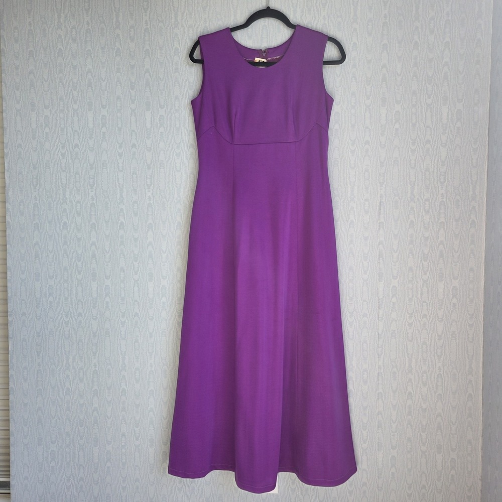 Vtg Y2K Dress Womens Small Sheath Empire‎ Maxi Woven Lined Fuchsia Purple